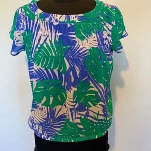 Blouse, tropical leaves